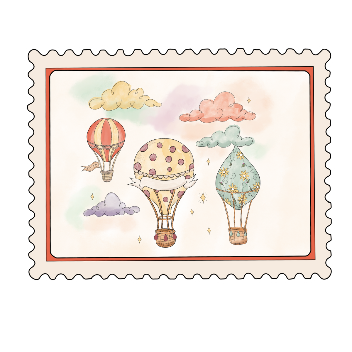 Whimsy Balloon Postage Vinyl Sticker