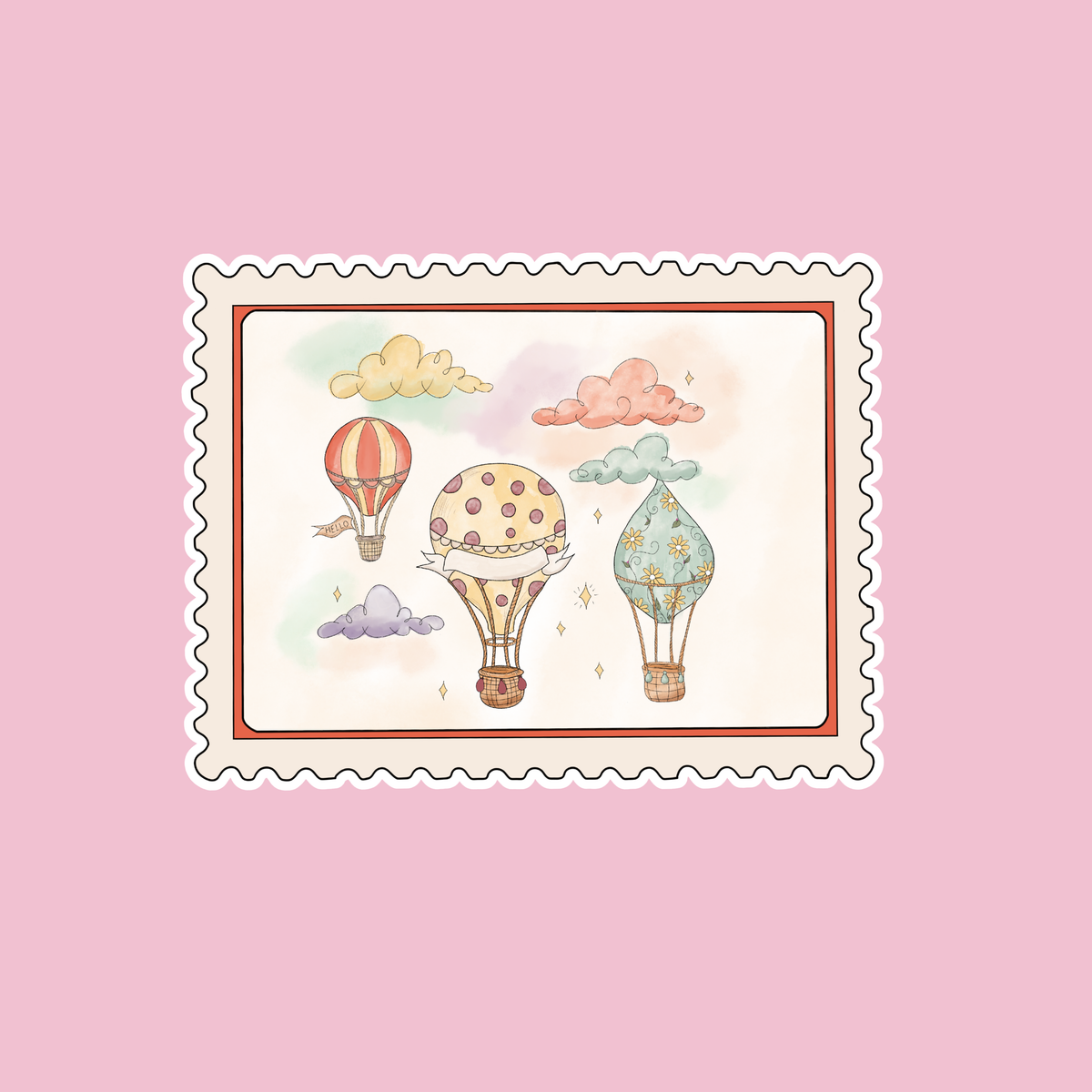 Whimsy Balloon Postage Vinyl Sticker